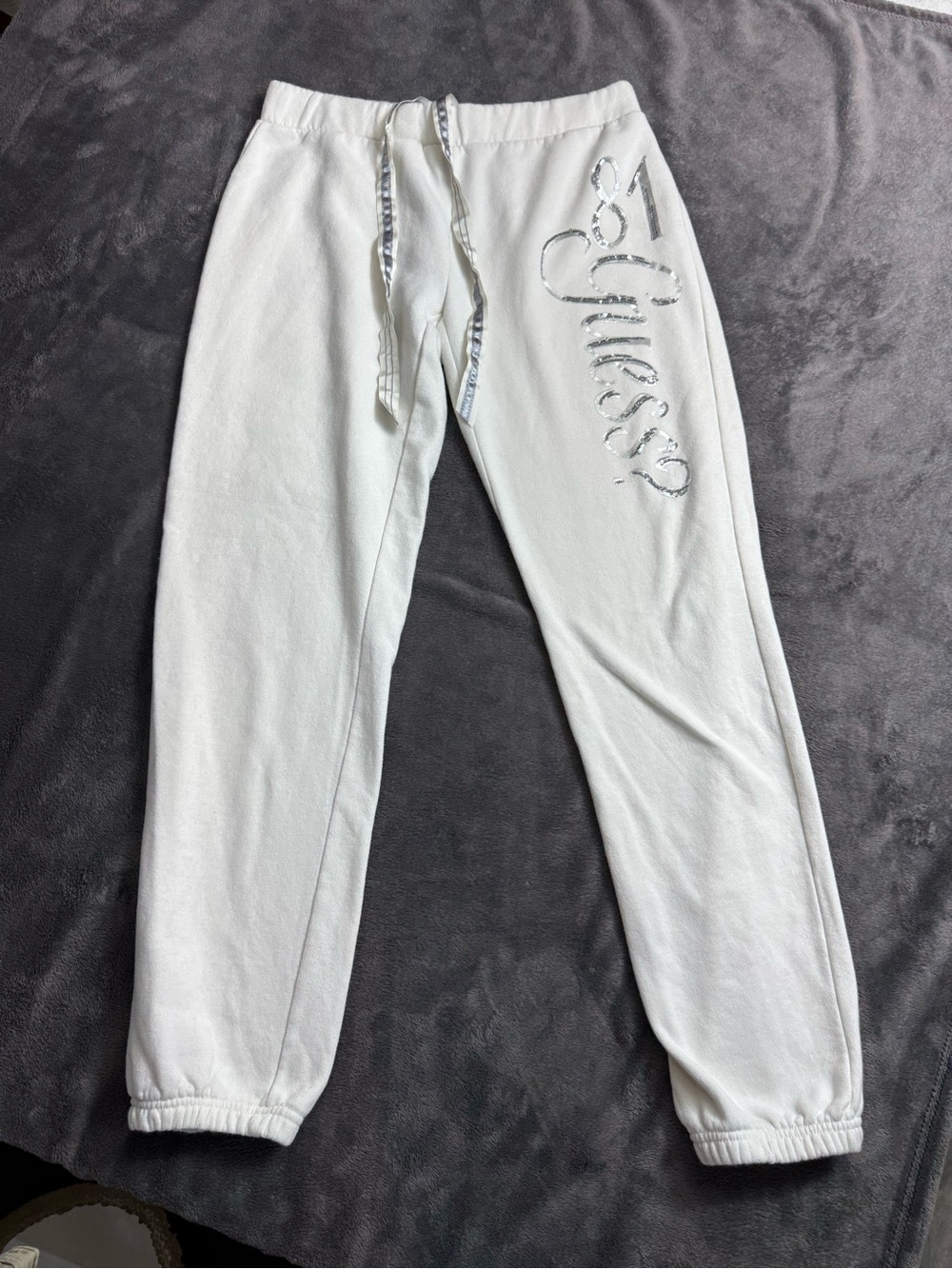 GUESS White Logo Jogger Pants - Women's Casual Sweatpants